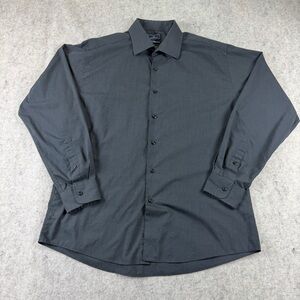 Dockers Mens Fitted Long Sleeve Button Down Shirt Charcoal Grey Size Large